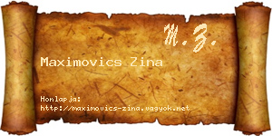 Maximovics Zina névjegykártya